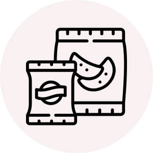 Black icon of two snack bags