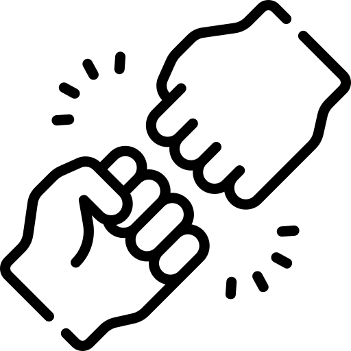 Black icon of two hands fist pumping