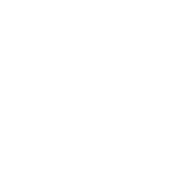 Vector icon of two gears interlocking and turning together, with arrows indicating motion, depicted in white.