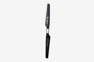 Pair of ASIO X drone propeller in black on grey background.