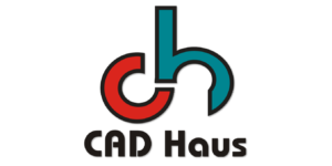 Red and blue CAD Haus logo