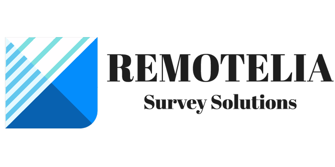 Remotelia logo in black, blue, and white with subtitle "survey solutions"
