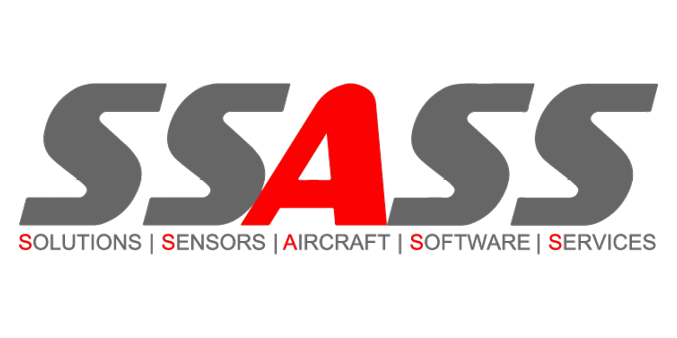 SSASS grey and red logo with tagline "Solutions, Sensors, Aircraft, Software, Services"